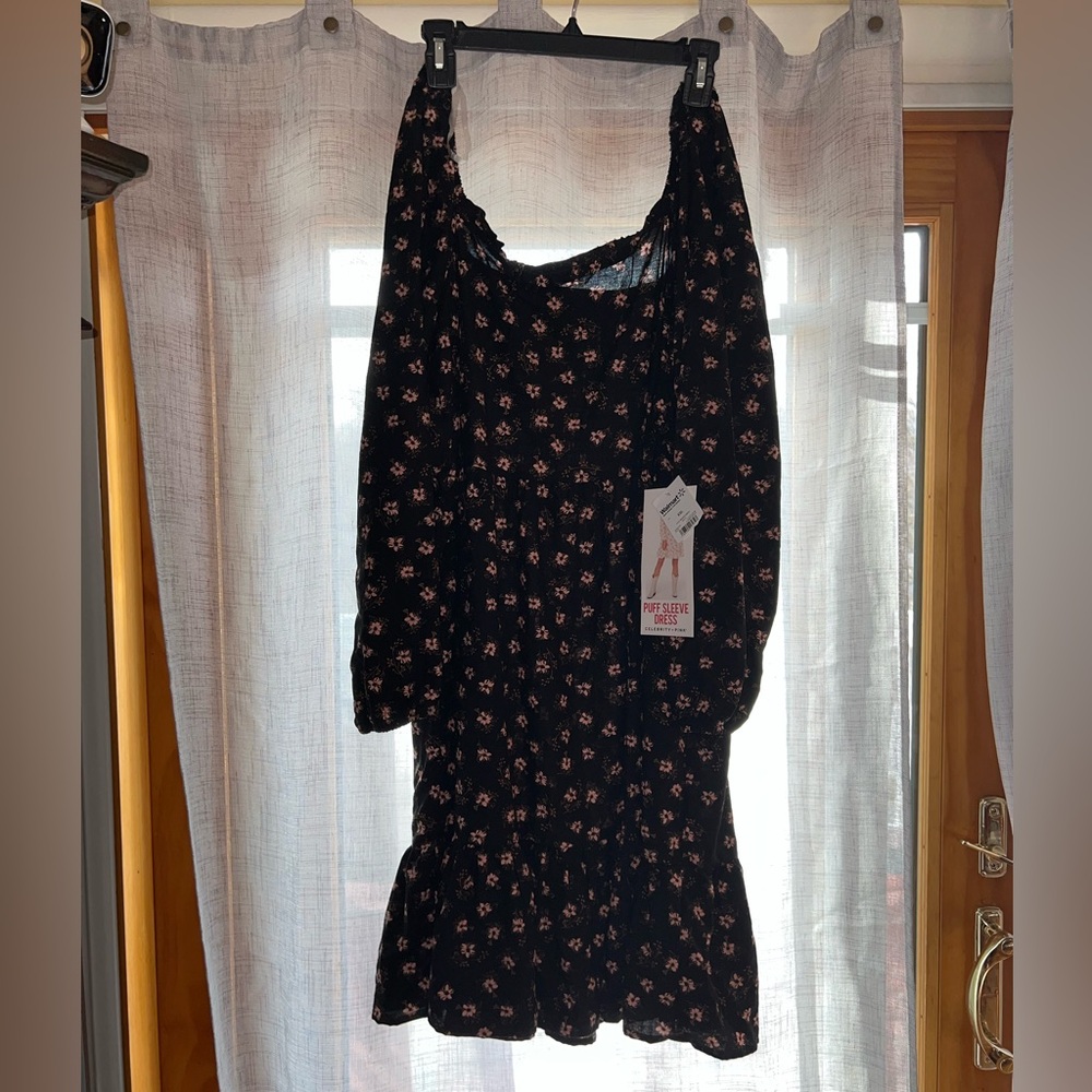 Celebrity Pink Black Floral Dress